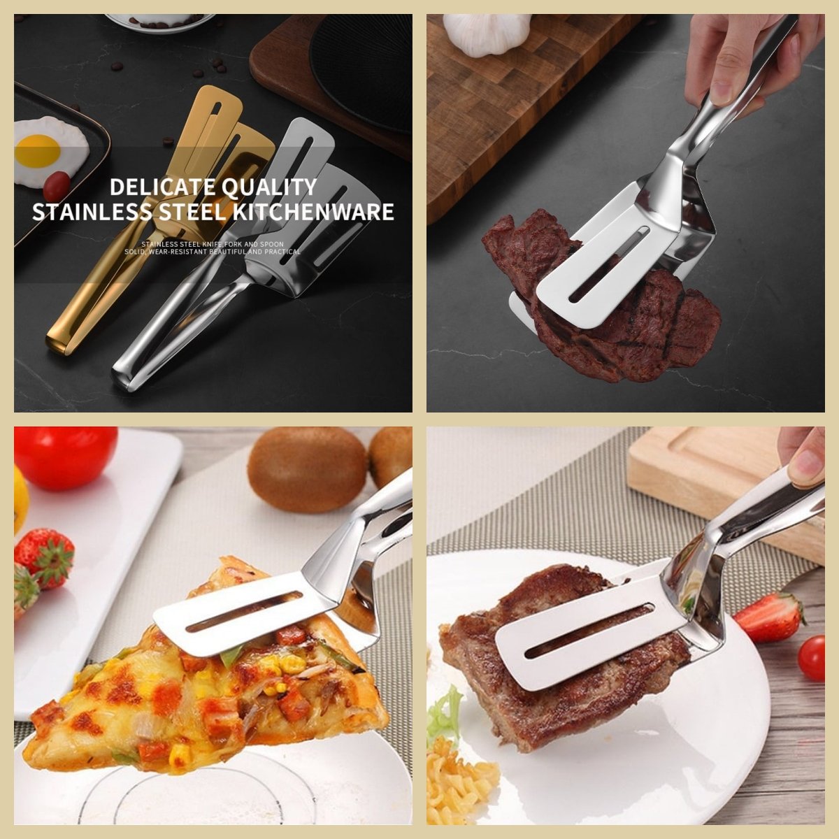 Multifunctional steak tongs