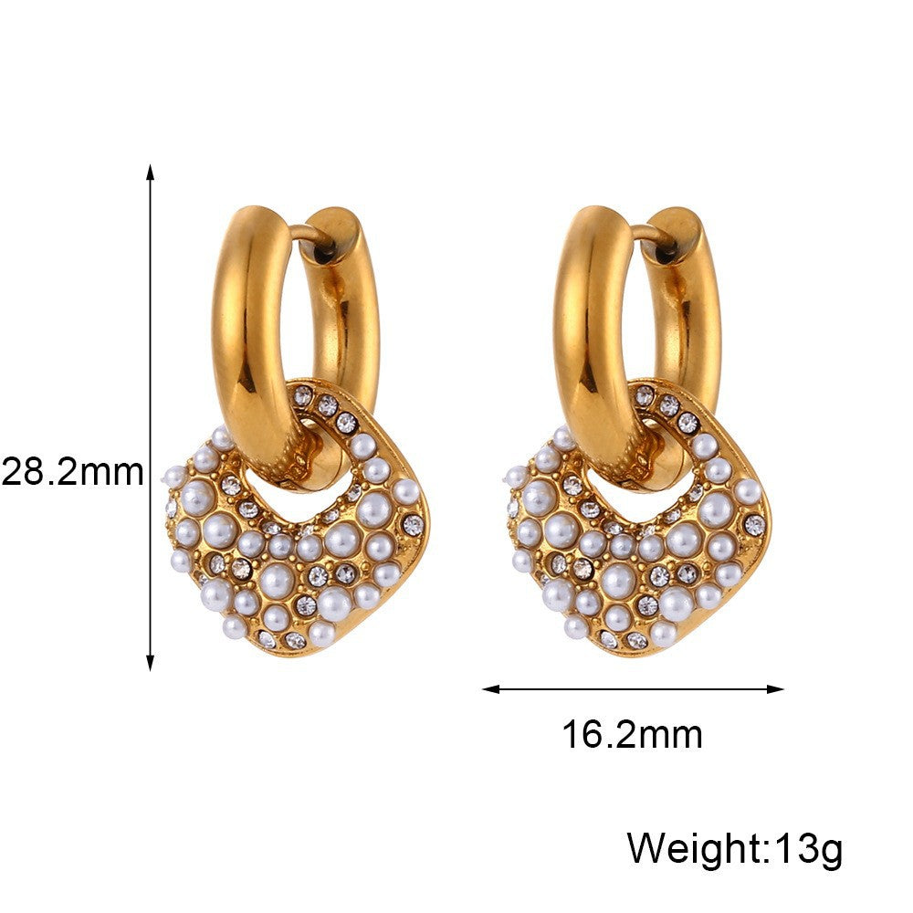 Casual Pearl Geometric Stainless Steel 18K Gold Plated Necklaces