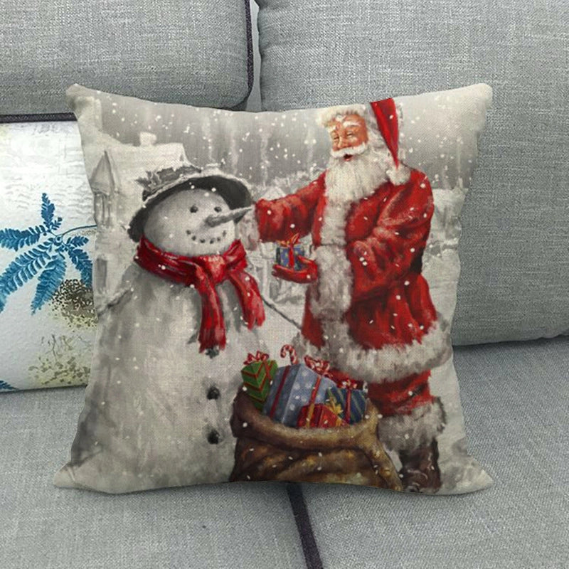 Christmas Modern Style Classic Style Christmas Tree Santa Claus Dog Linen Pillow Cases Couch & Sofa Decor