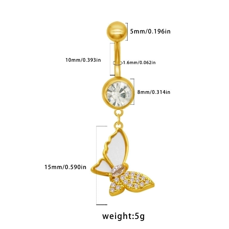 1 Piece Belly Rings Sexy Classic Style Star Heart Shape Butterfly 316L Stainless Steel  Alloy Inlay Resin Rhinestones Glass Gold Plated