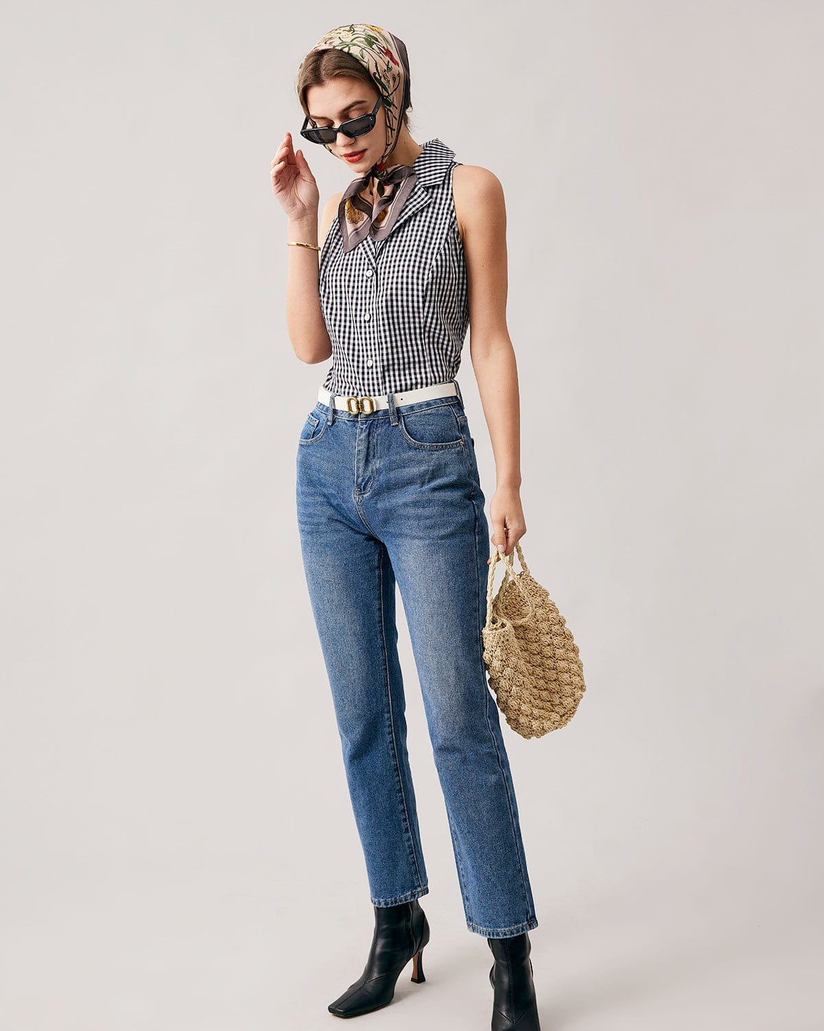 The Collared Button Up Sleeveless Plaid Vest