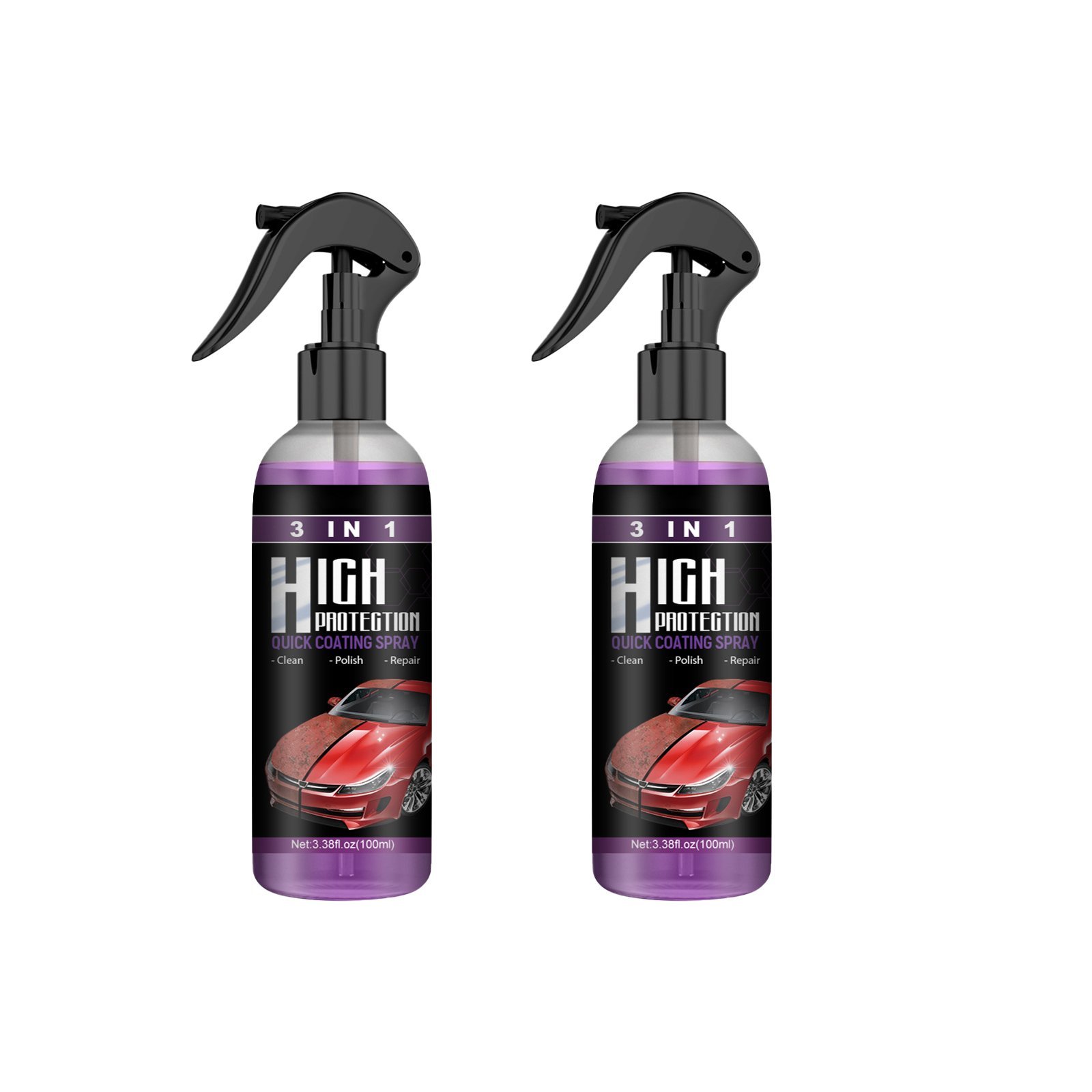 3 in 1 ceramic car coating spray. saves time and money. No more tedious car washing.