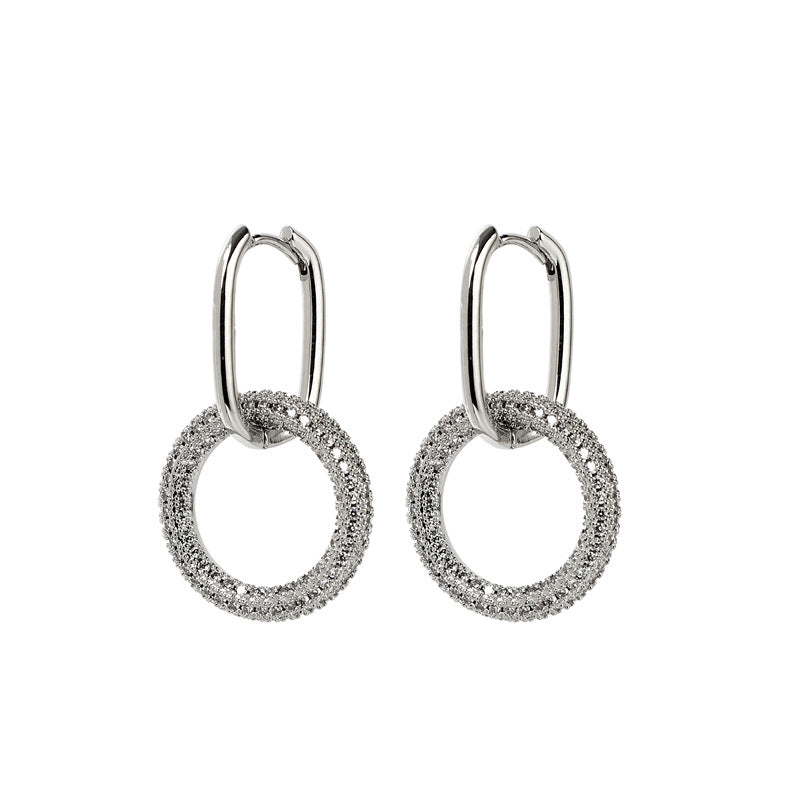Minimalist Elegant Women Star Hollow Geometric Metal Geometric Zircon Earrings