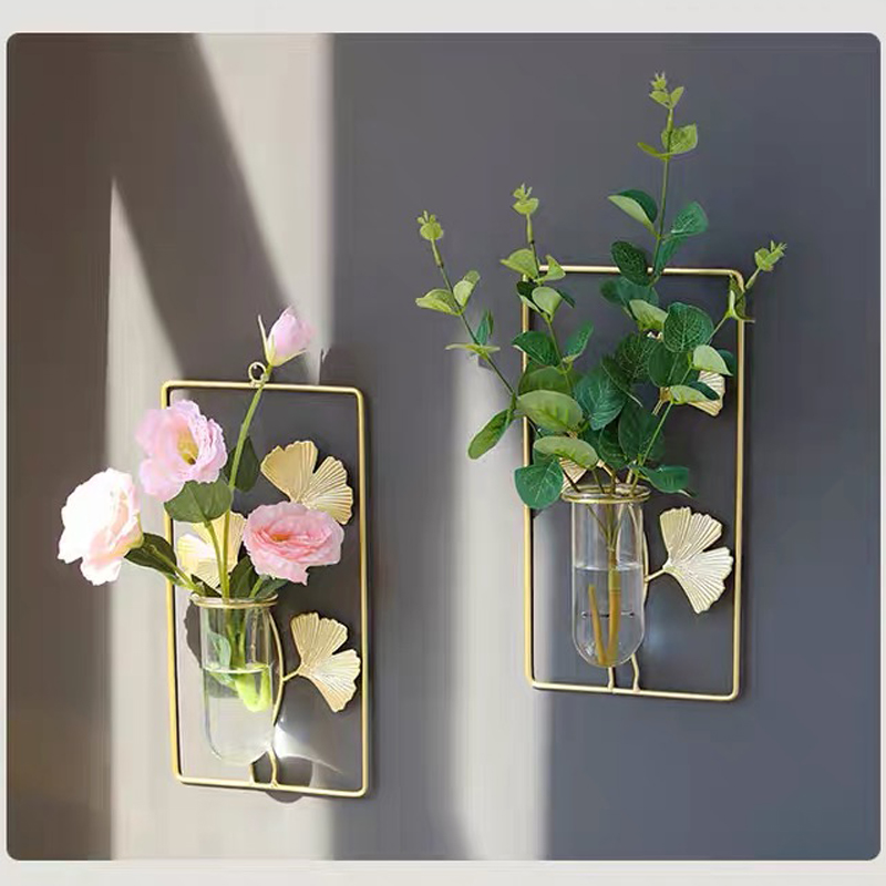 lron Wall Dry Flower Vase Wall Hanging Decoration for Living Room Background Creative Home Wall Decoration