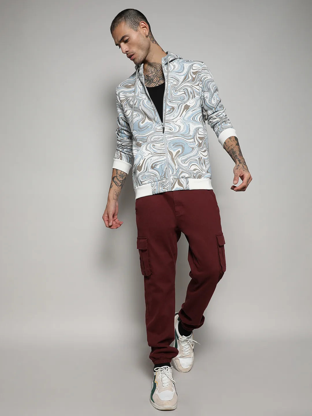 Contrast Fluid  Front Hoodie