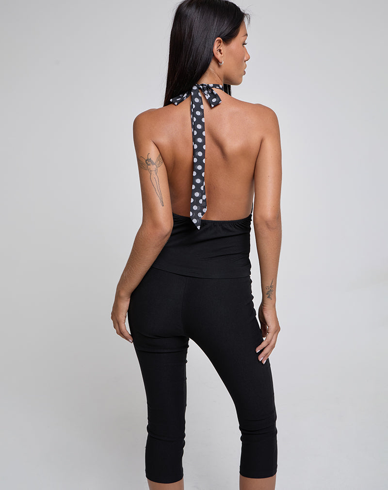 Rania Backless Top in Basic Polka Black