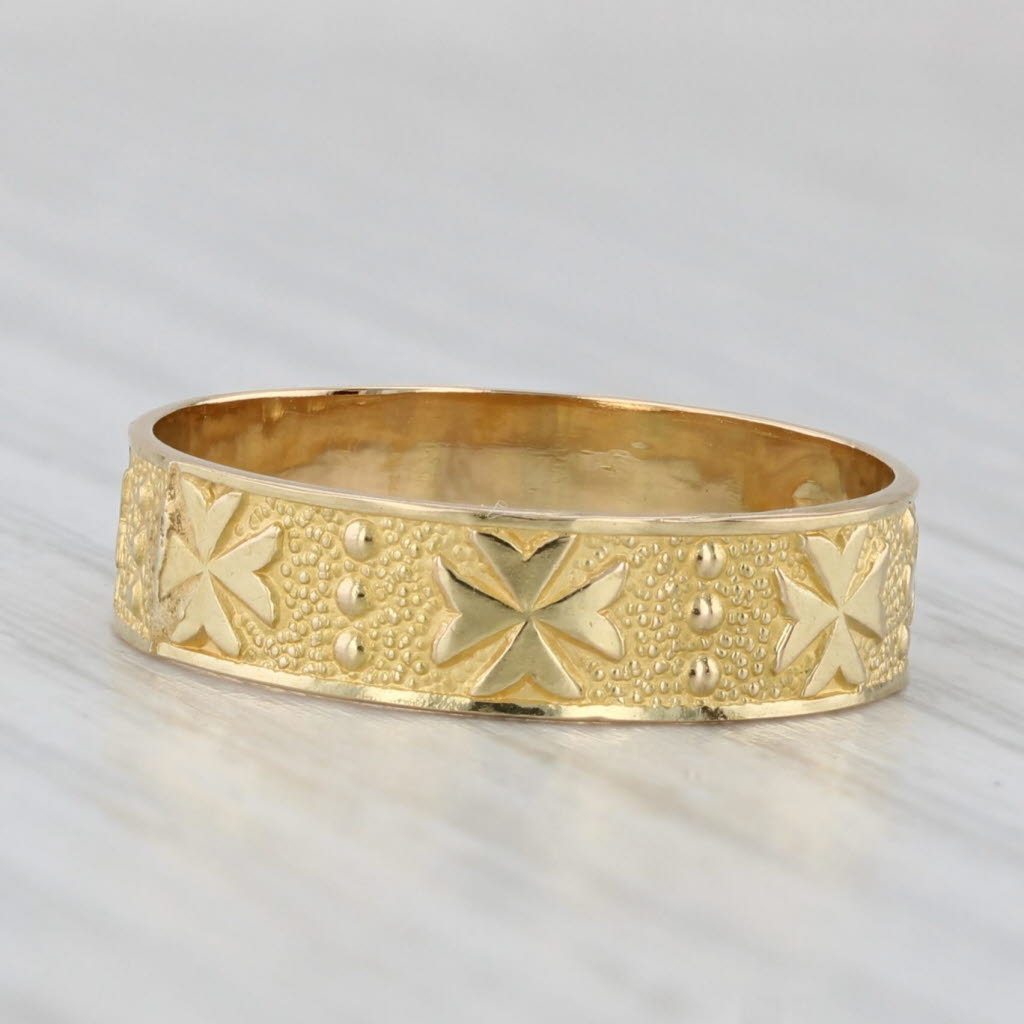 Vintage Maltese Cross Ring 18k Yellow Gold Size 7 Band Wedding