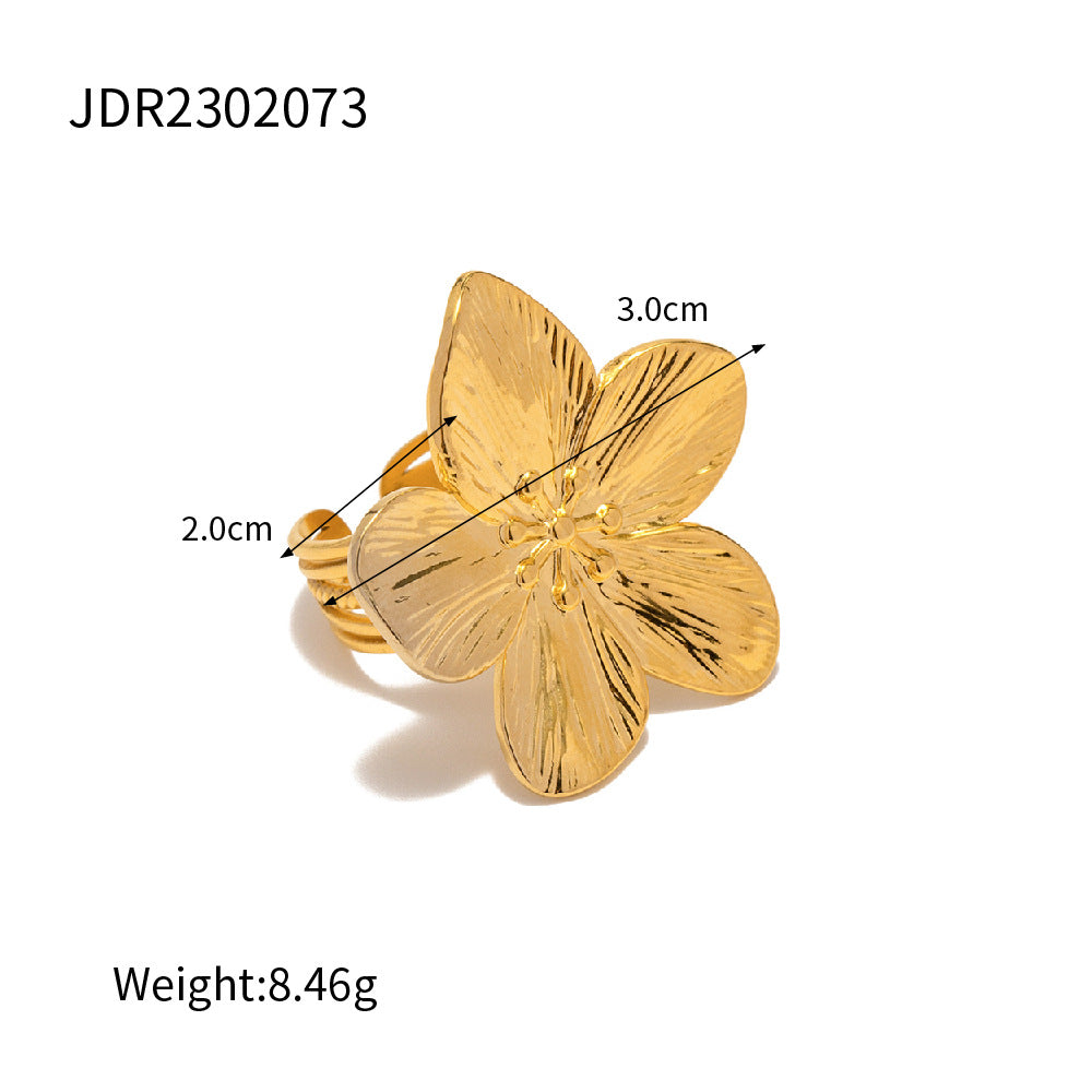 Jie Ding Stainless Steel Pearl Necklace Accessories Stacking Bracelet Flower Titanium Steel Ring
