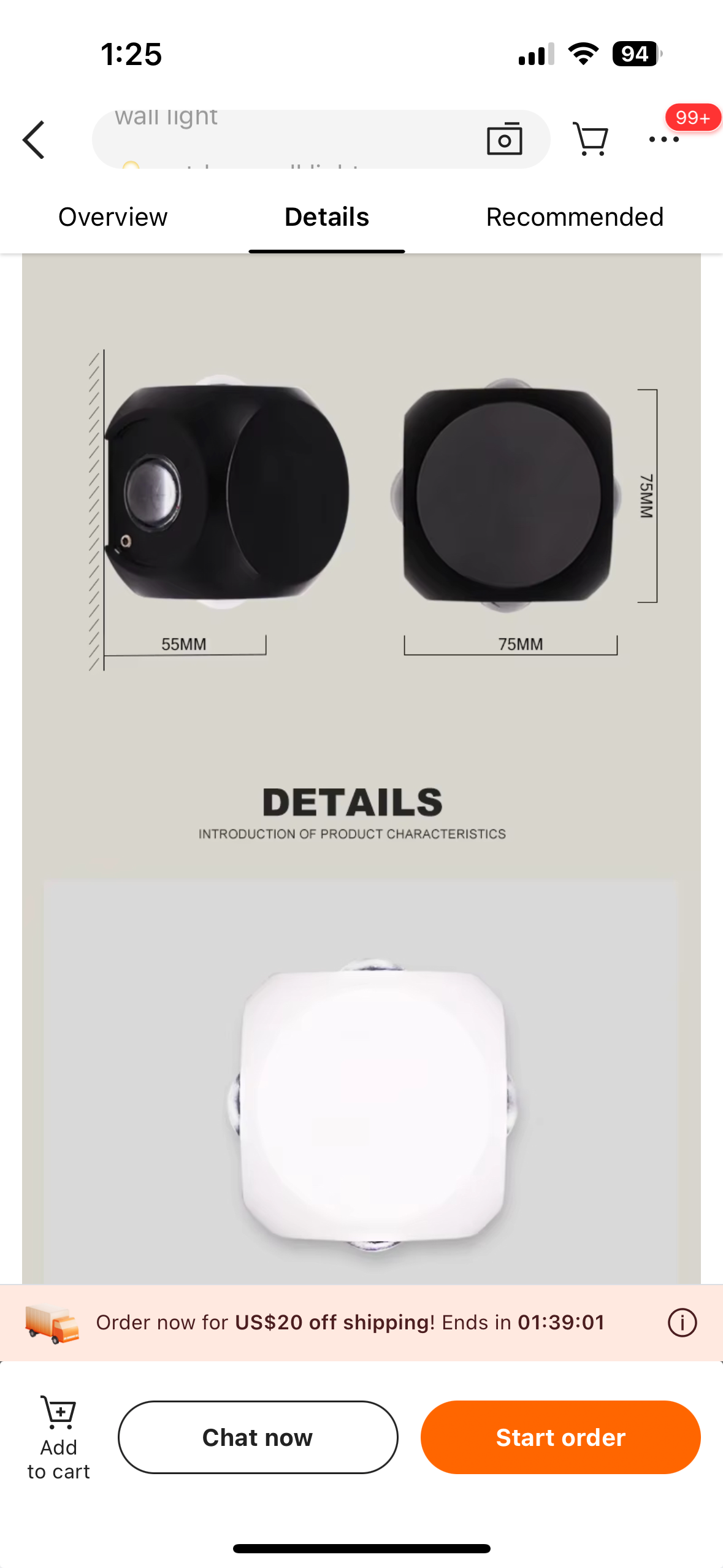 Modern Black LED Wall Light - Round Design