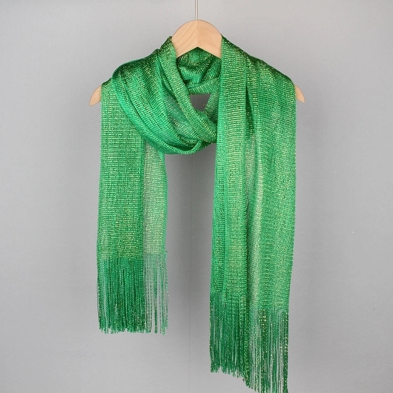 Women's Minimalist Solid Color Polyester Tassel Scarf