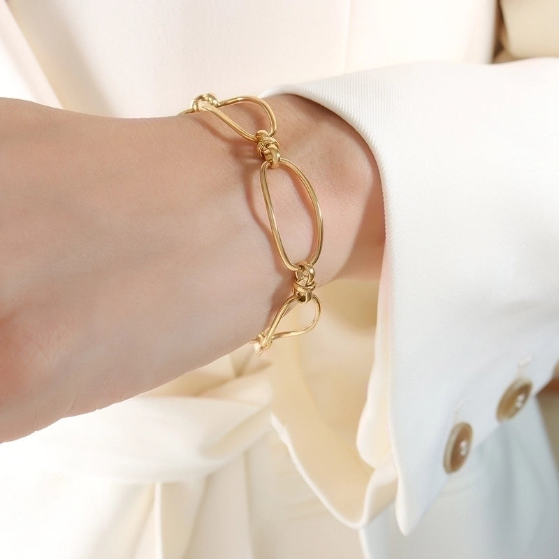 Minimalist Knot 304 Stainless Steel 18K Gold Plated Plating Bracelets Earrings Necklace