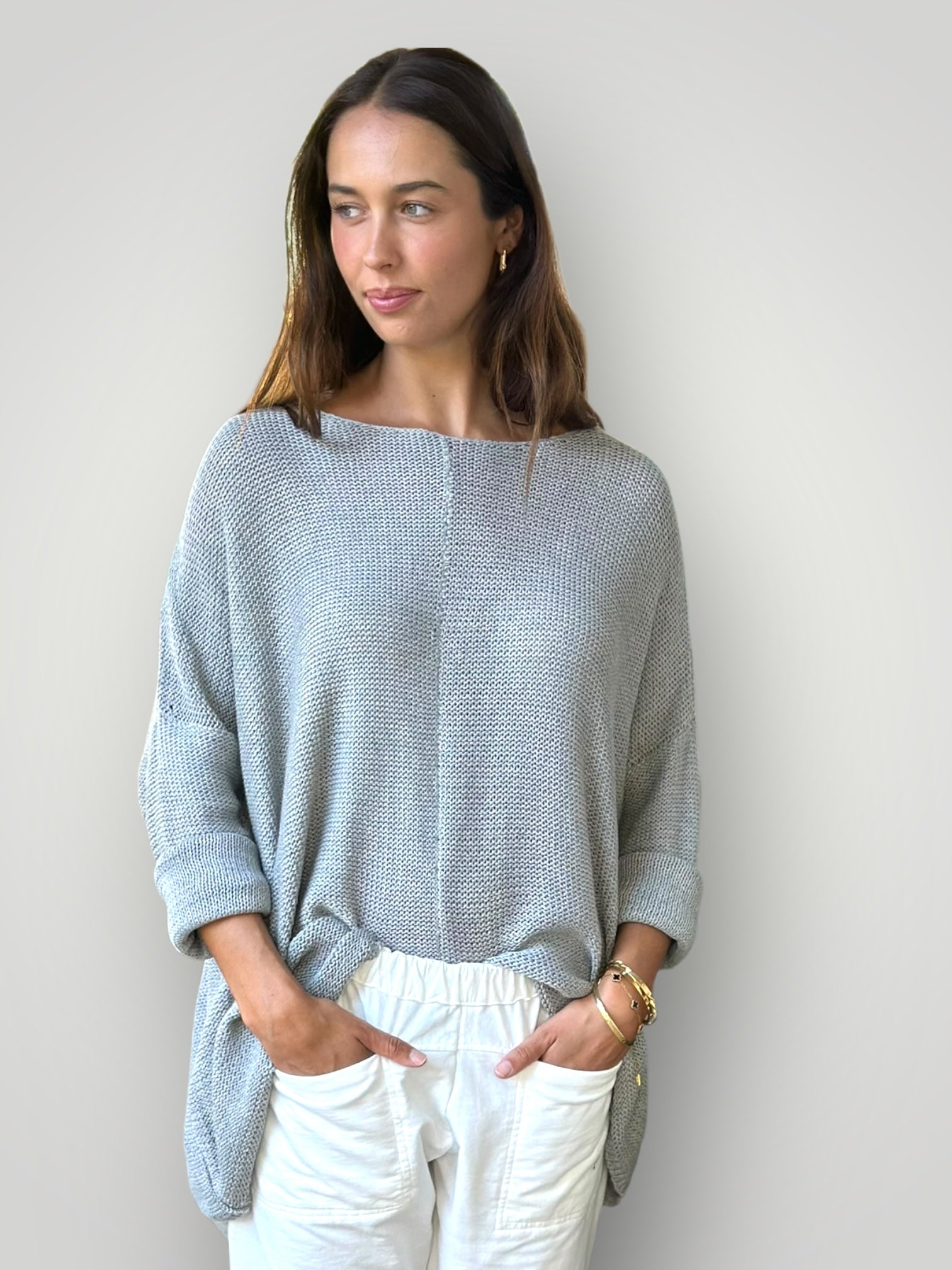 pebble  grey cotton knit