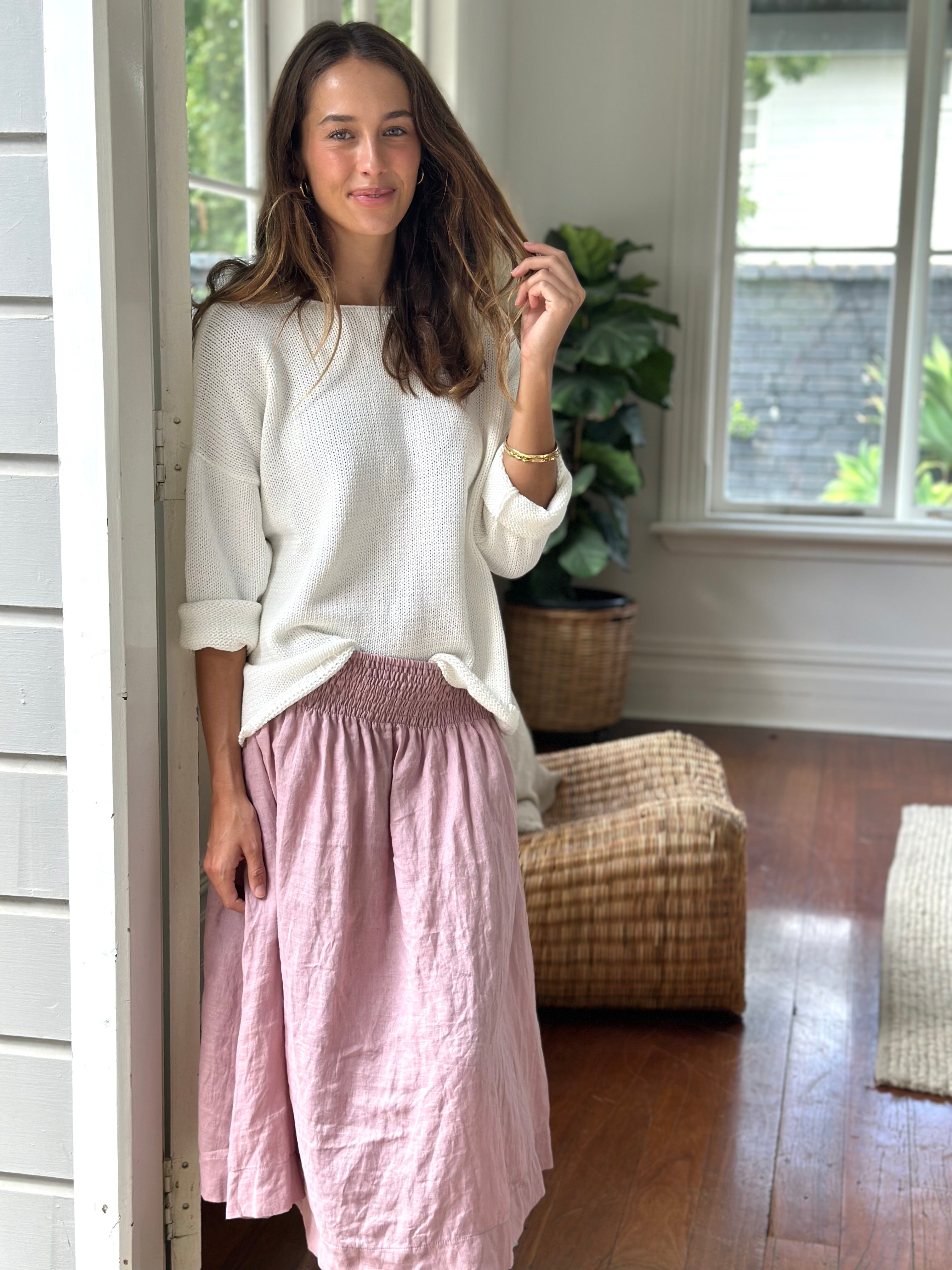 lola skirt - dusty rose linen
