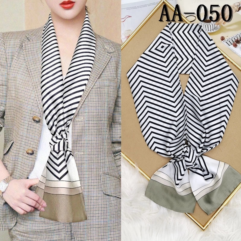 Women's Elegant Geometric Satin Printing Silk Scarf