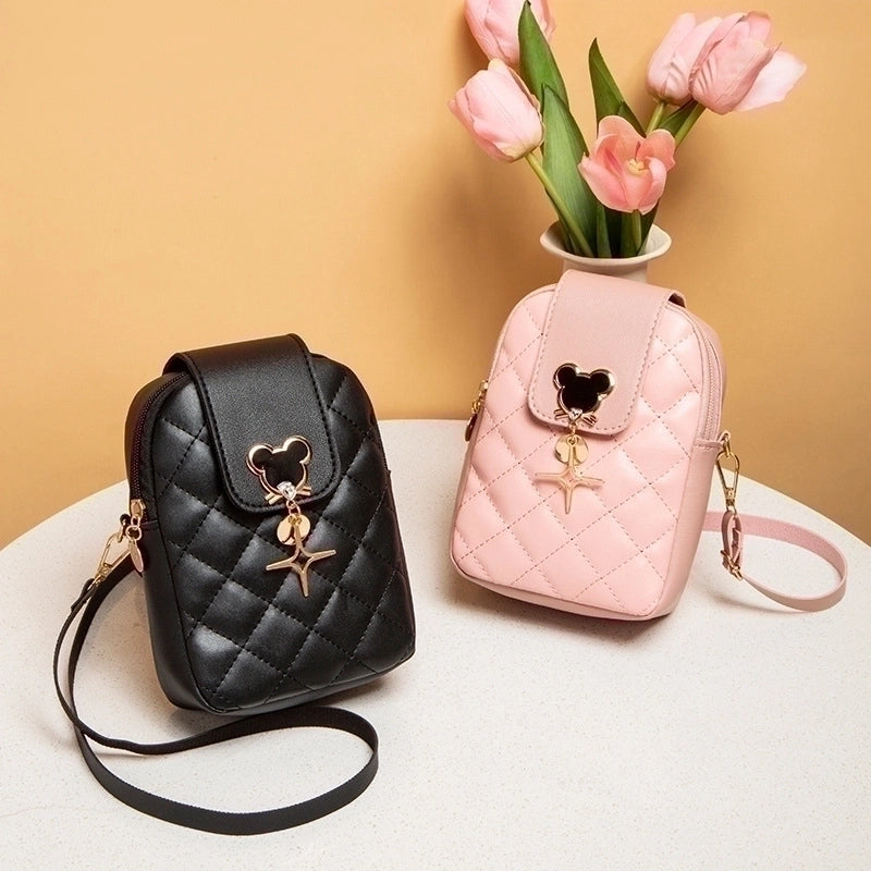 Fashion Solid Color Lingge Square Buckle Crossbody Bag