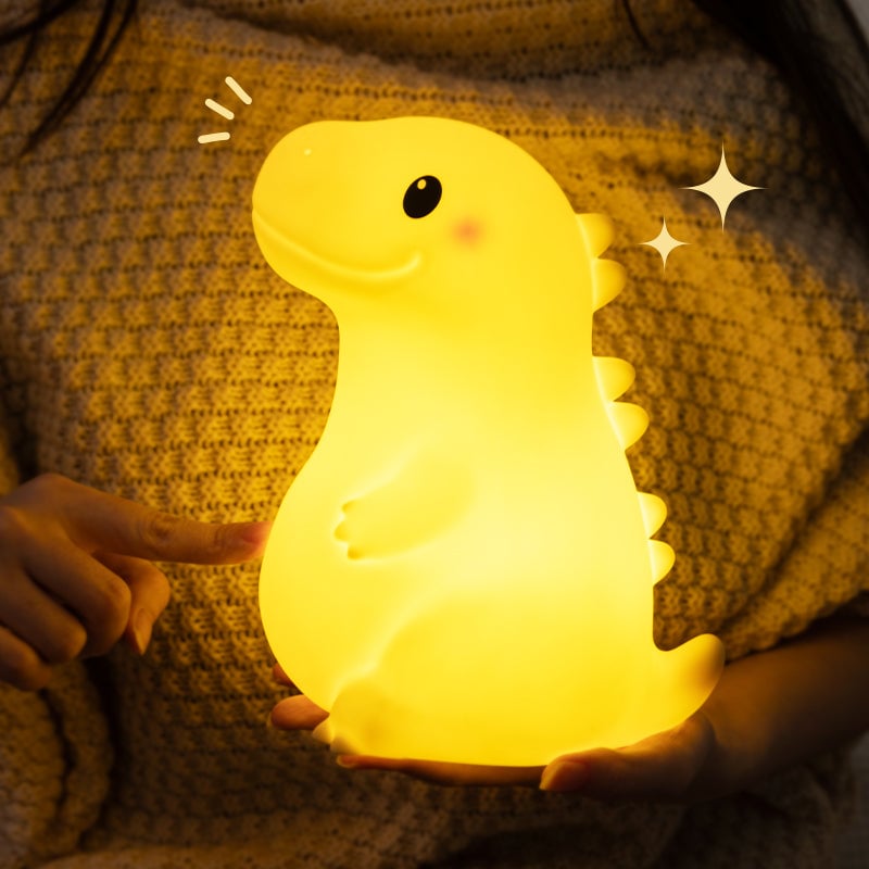 Squishy Silicone Smiley Giant Dinosaur LED Night Light - Perfect Gift for Kids and Girls