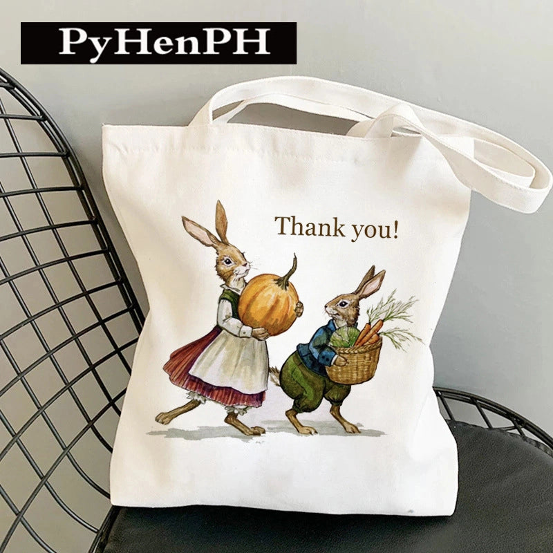 Women's Canvas Printing Animal Streetwear Square Open Canvas Bag