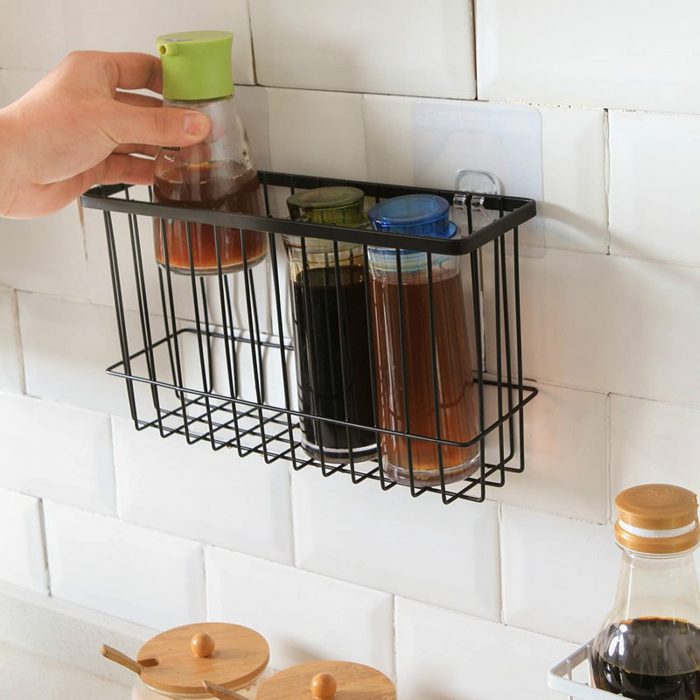 Device Hanging Wire Basket Bin Storage Rack Mesh Organizer for Kitchen Bathroom Steel Wall Shelf