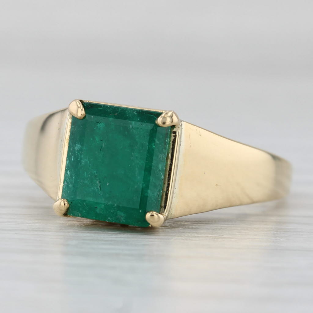 2.95ct Emerald Solitaire Ring 18k Yellow Gold Size 11.5