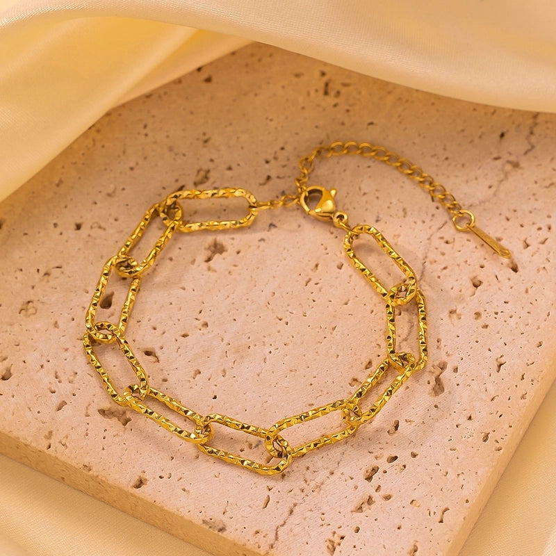 Hip-Hop Retro Solid Color Titanium Steel Plating Jewelry Set