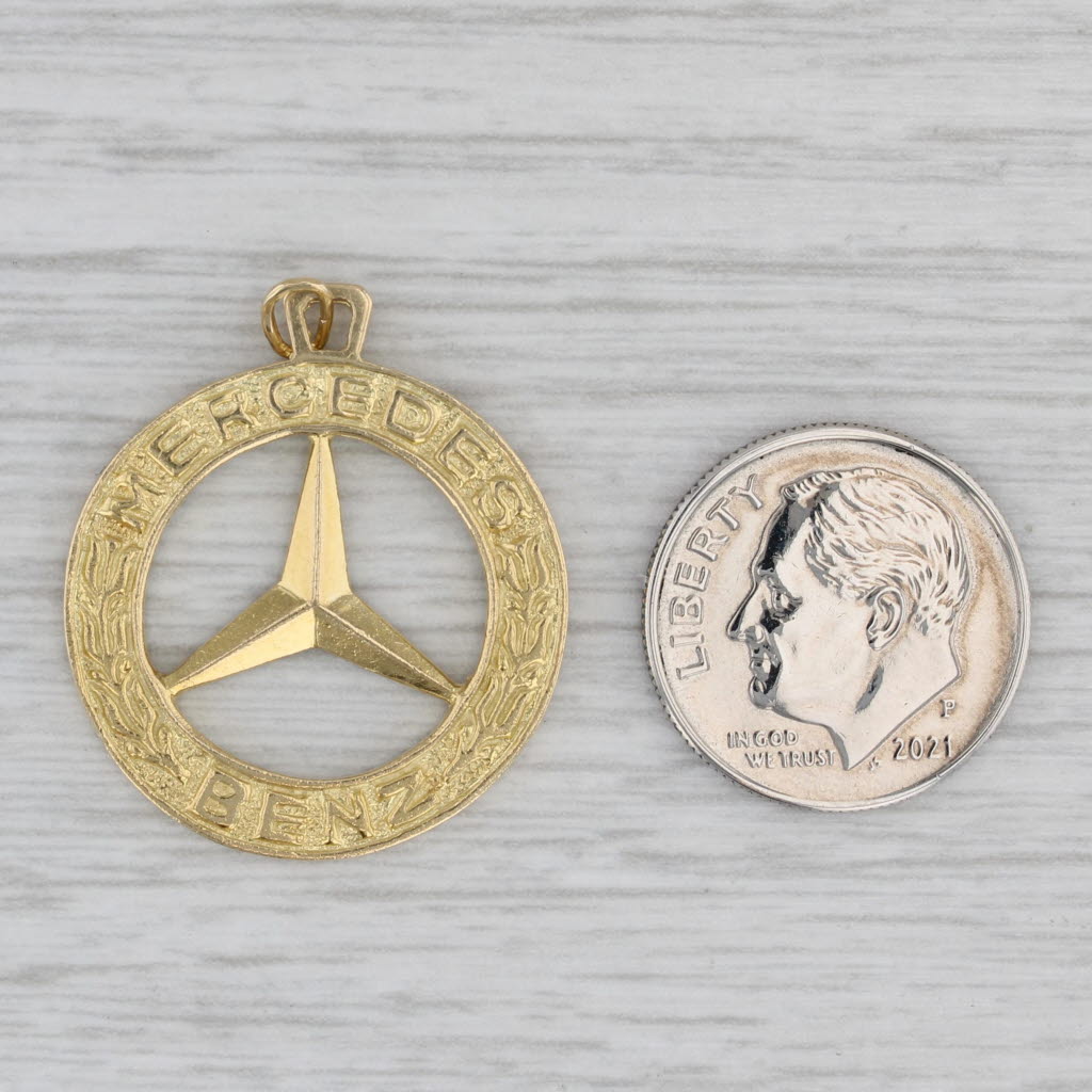 Mercedes Benz Emblem Logo Pendant 18k Yellow Gold Keepsake