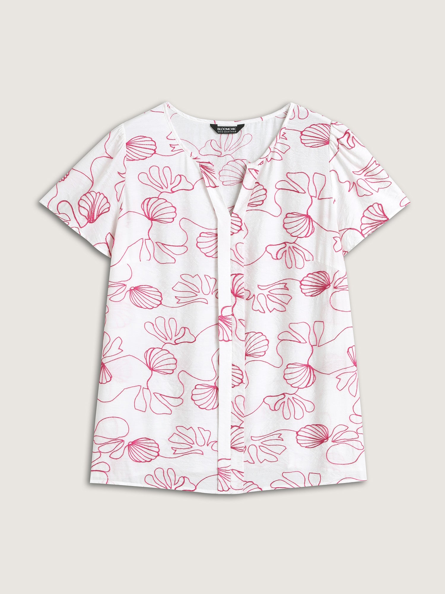 Jellyfish Print Textured Placket Blouse