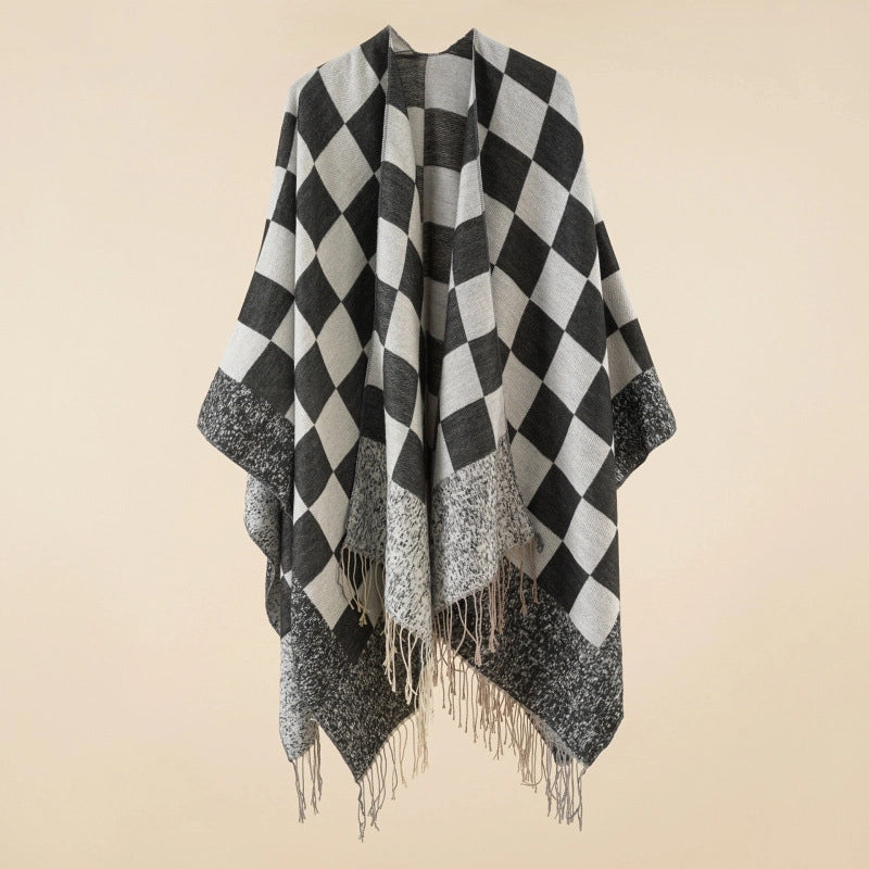 Women's Casual Lattice Polyester Tassel Shawl