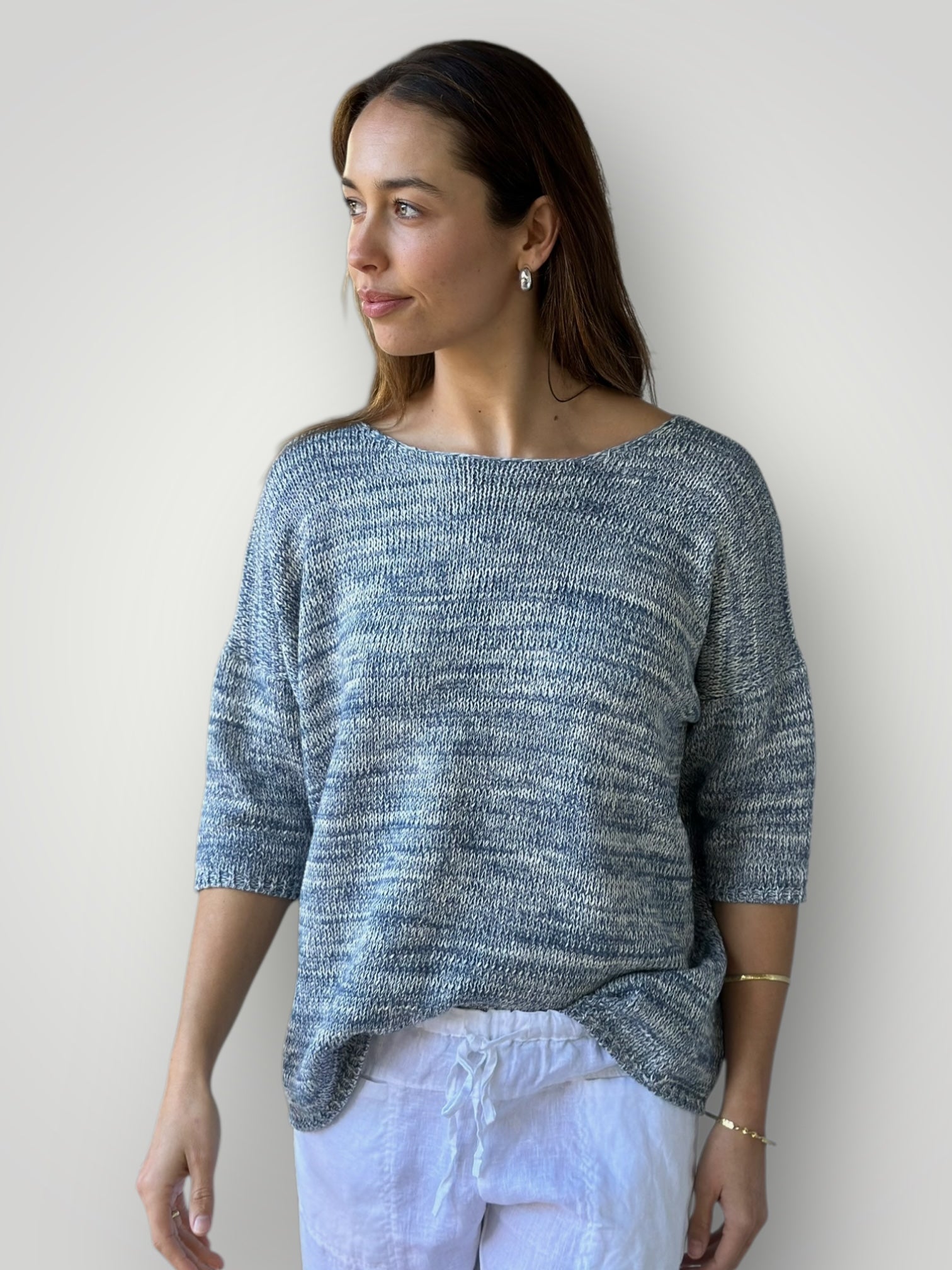 avery knit top-denim mix