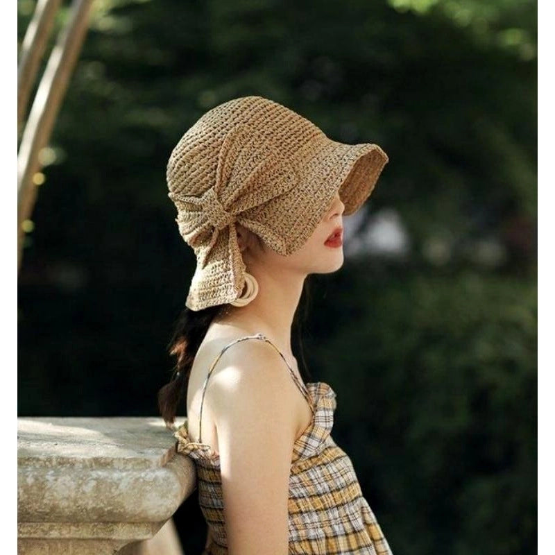Women's Vacation Minimalist Bow Knot Big Eaves Sun Hat