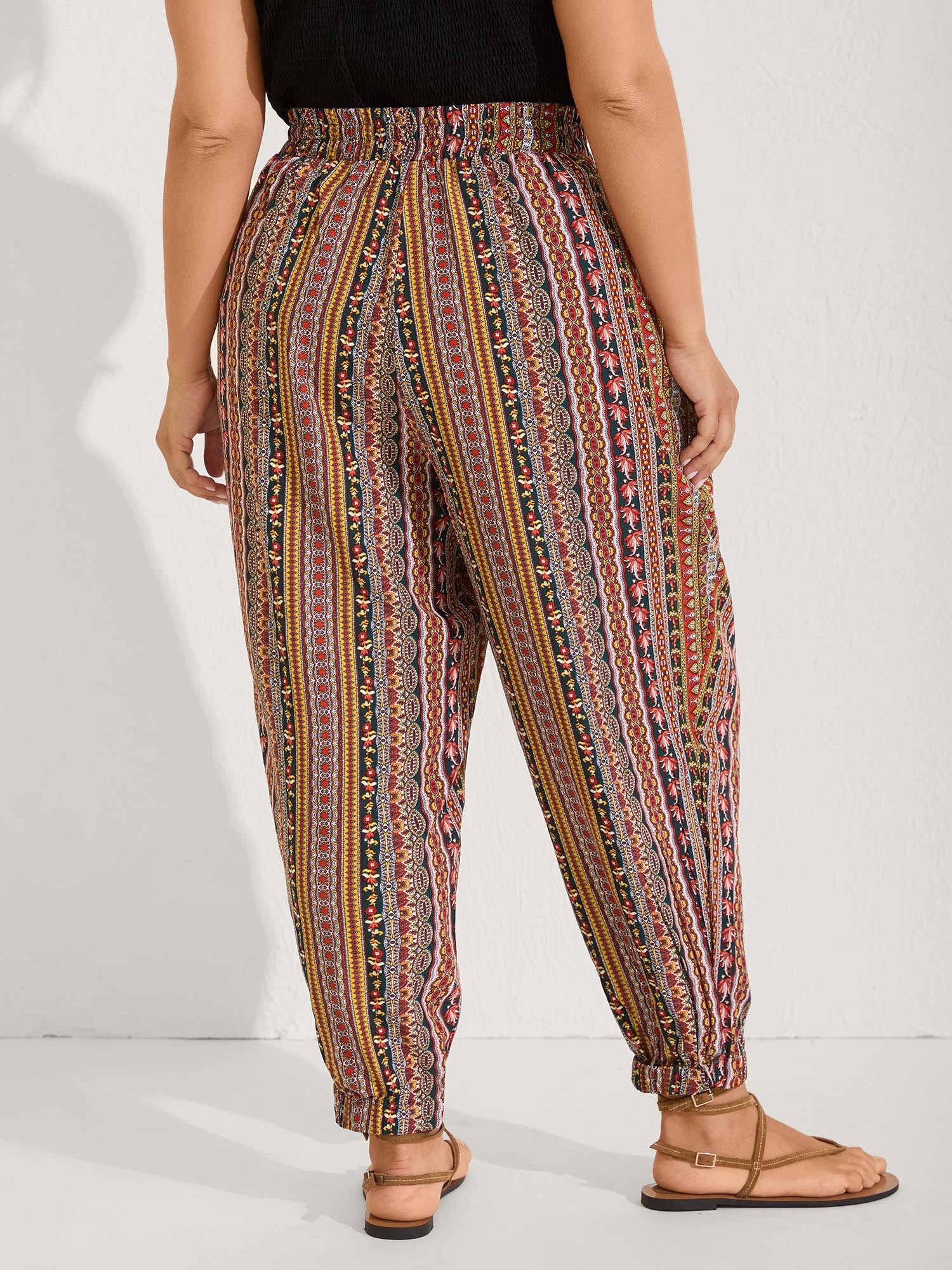 Boho Striped Split Jogger Pants