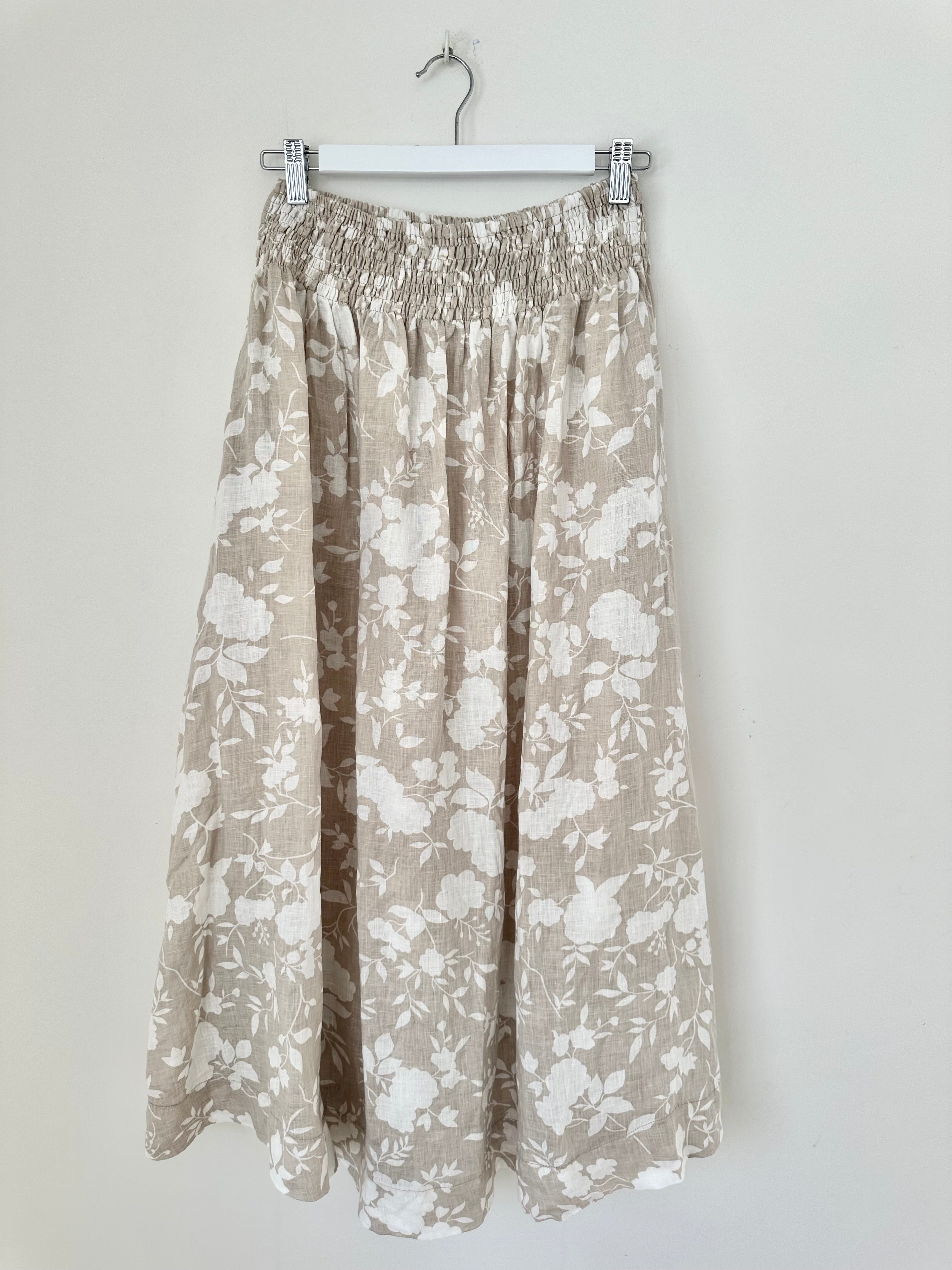 lulu skirt - big almond flower linen