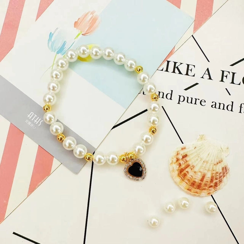 Sweet Imitation Pearl Heart Shape Pet Collar