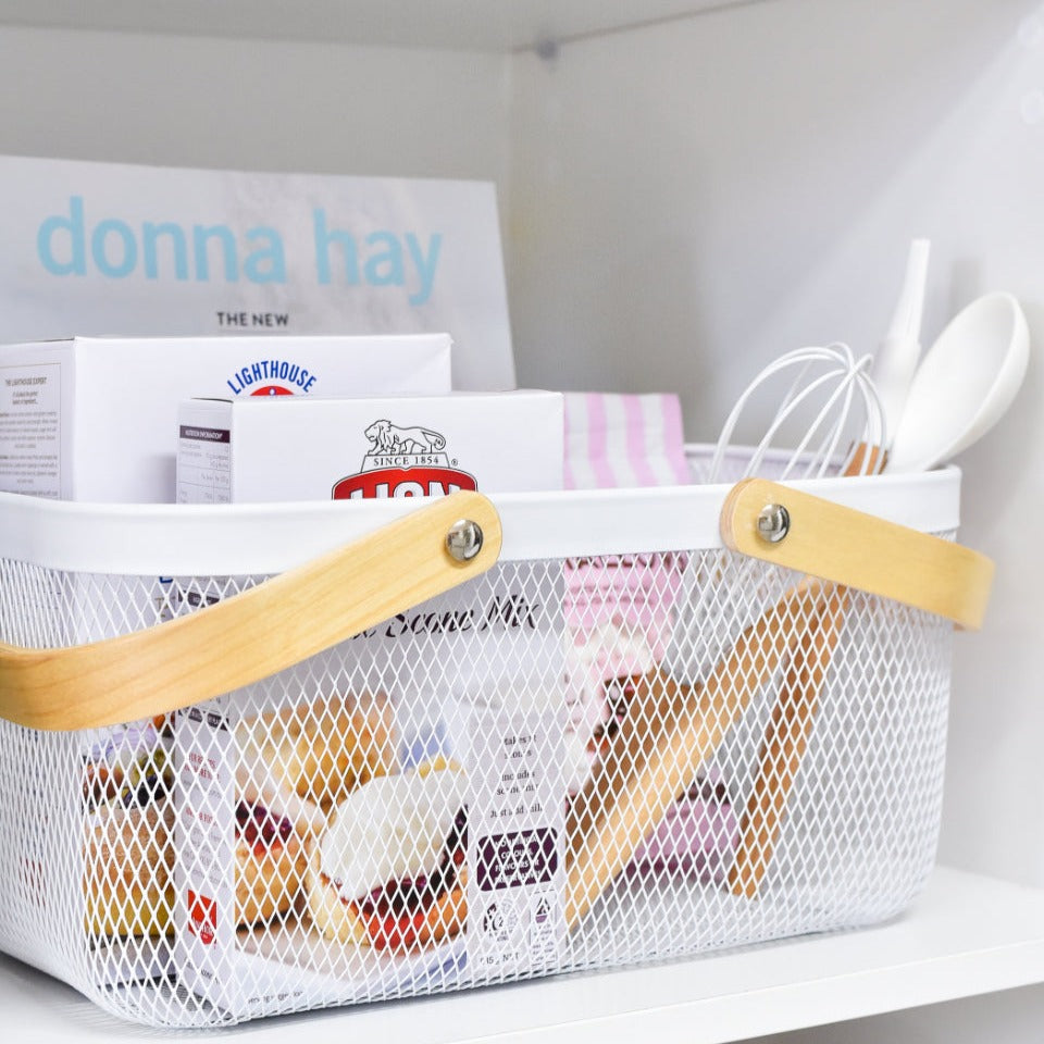 Mesh Storage Basket - 6 Set White