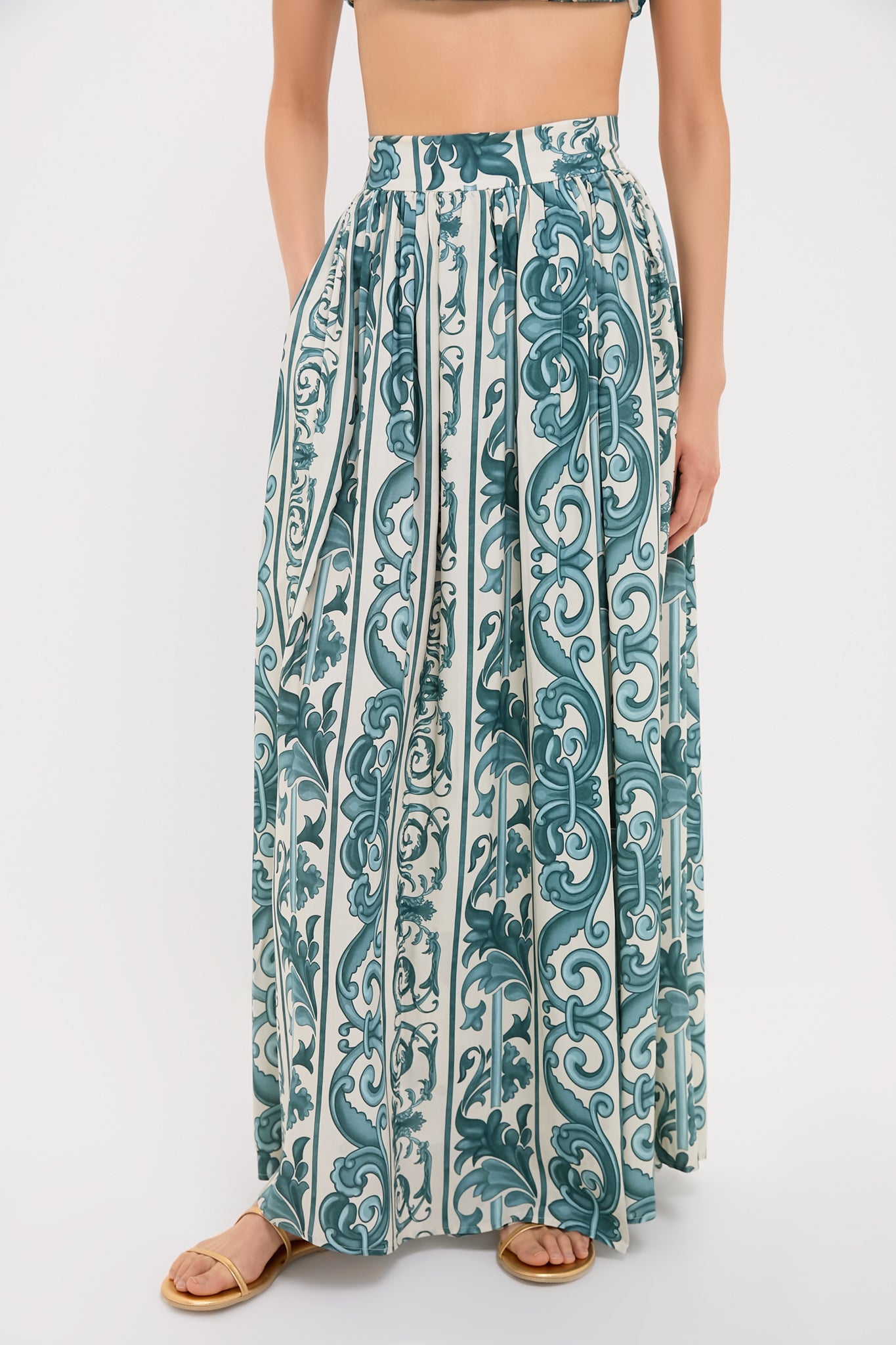 Blue Hera Side-Slit Long Skirt