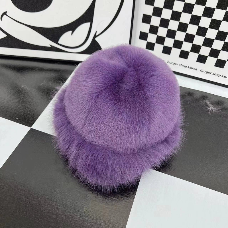 New Hat Winter New Thickened Warm Faux Fur Fashion Simple Fisherman Hat Faux Mink Women's Mongolian Hat