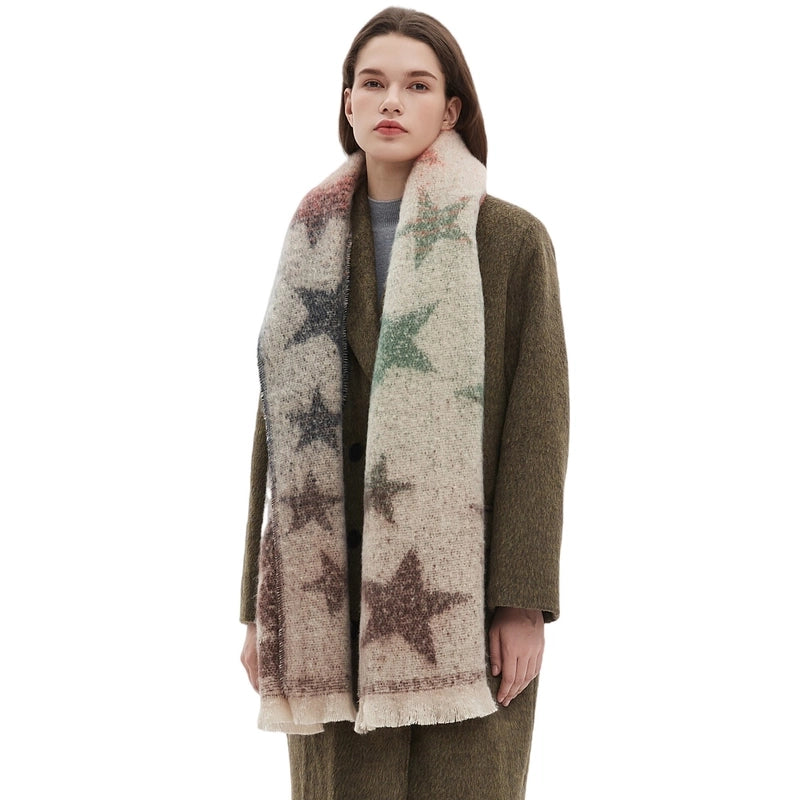 Women's Casual Minimalist Color Block Star Polyester Scarf