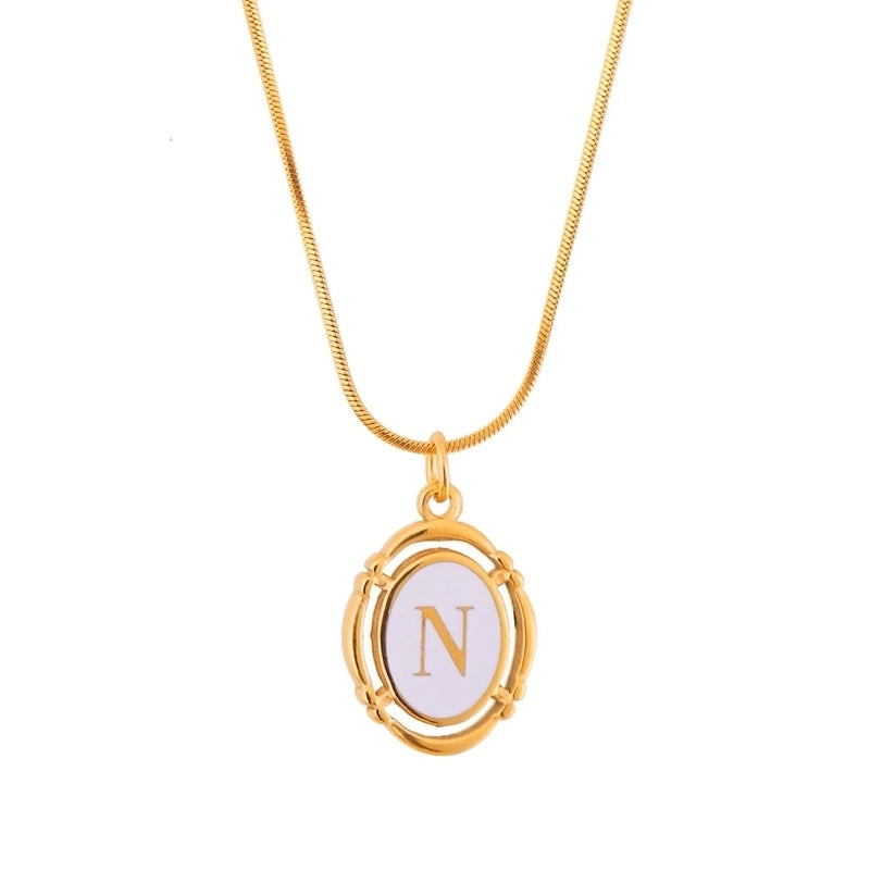 Stainless Steel Classic Style Stoving Varnish Plating Letter Pendant Necklace