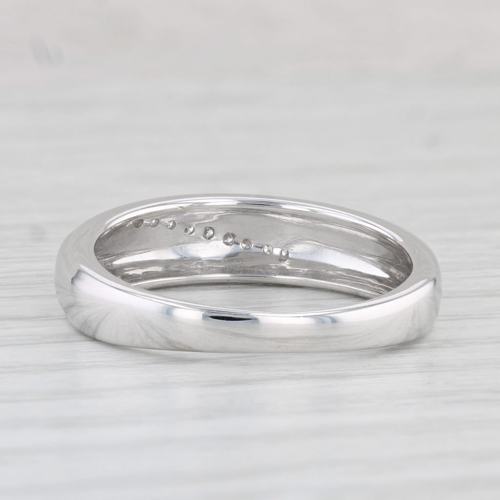 Diamond Accented Men's Wedding Band 14k White Gold Size 9.75 Ring