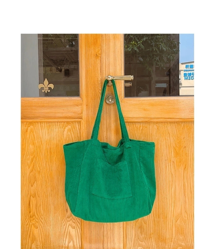 Women's Large Corduroy Solid Color Basic Open Underarm Bag