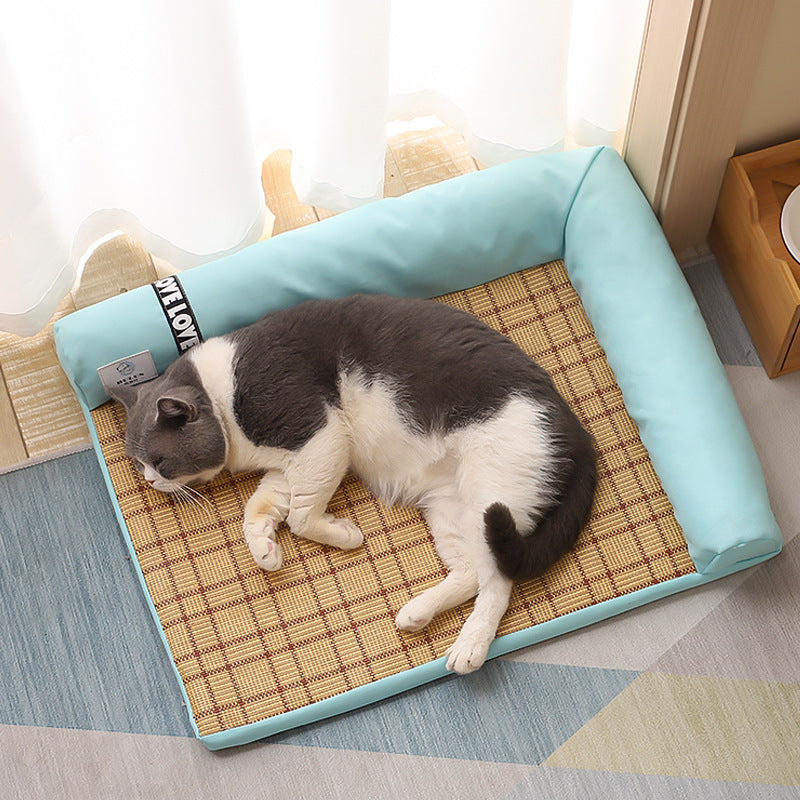 Summer Cooling Mats Cat Bed Dog Bed Dog Sofa Pet Mats Cat House Ice Cushion Dog Sleeping Mats Cool Cold Bamboo Fiber Cat Bed