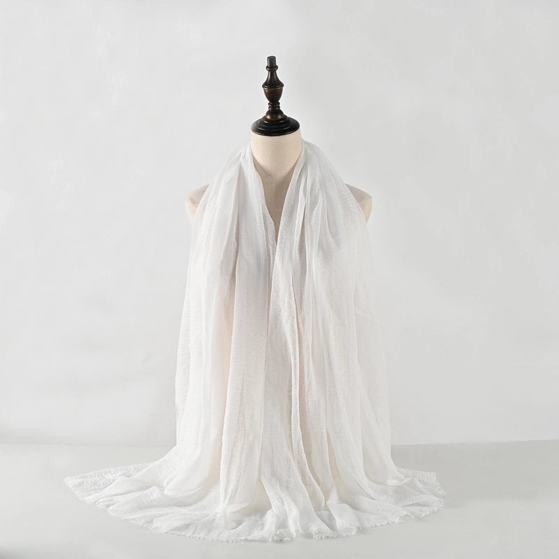 Women's Vacation Minimalist Solid Color Cotton Silk Scarf