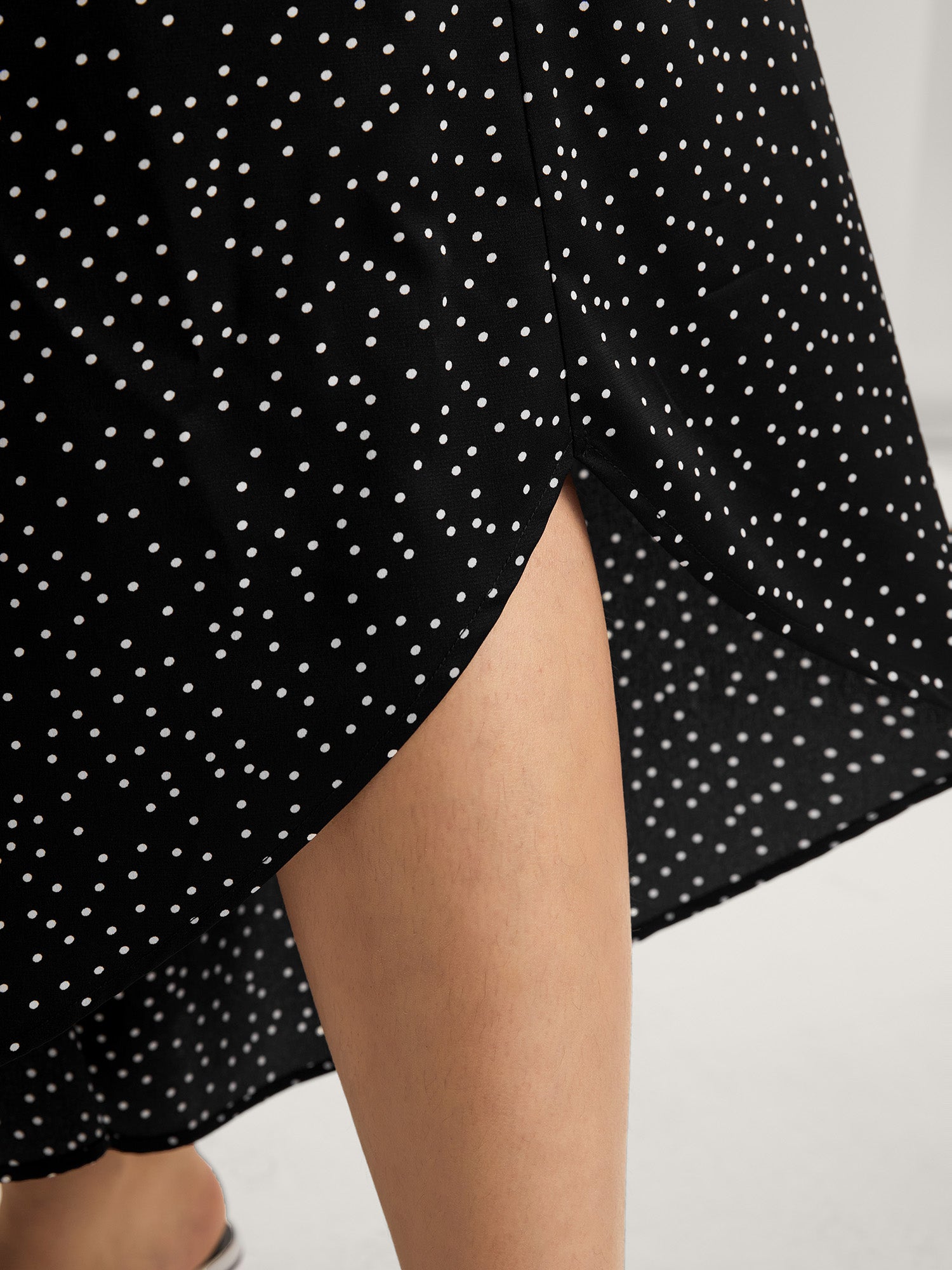 Little Dots Asymmetrical Hem Slit Pants
