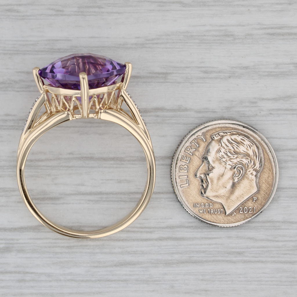 6.94ctw Amethyst Diamond Ring 14k Yellow Gold Size 10.25