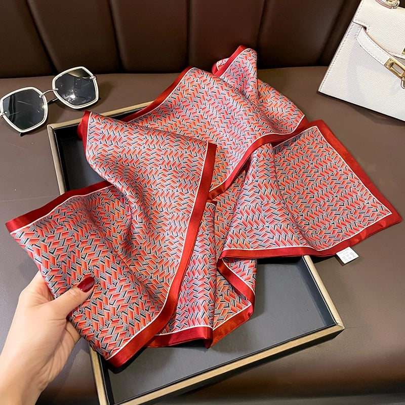 Women's Elegant Basic Lady Printing Silk Printing Silk Scarf