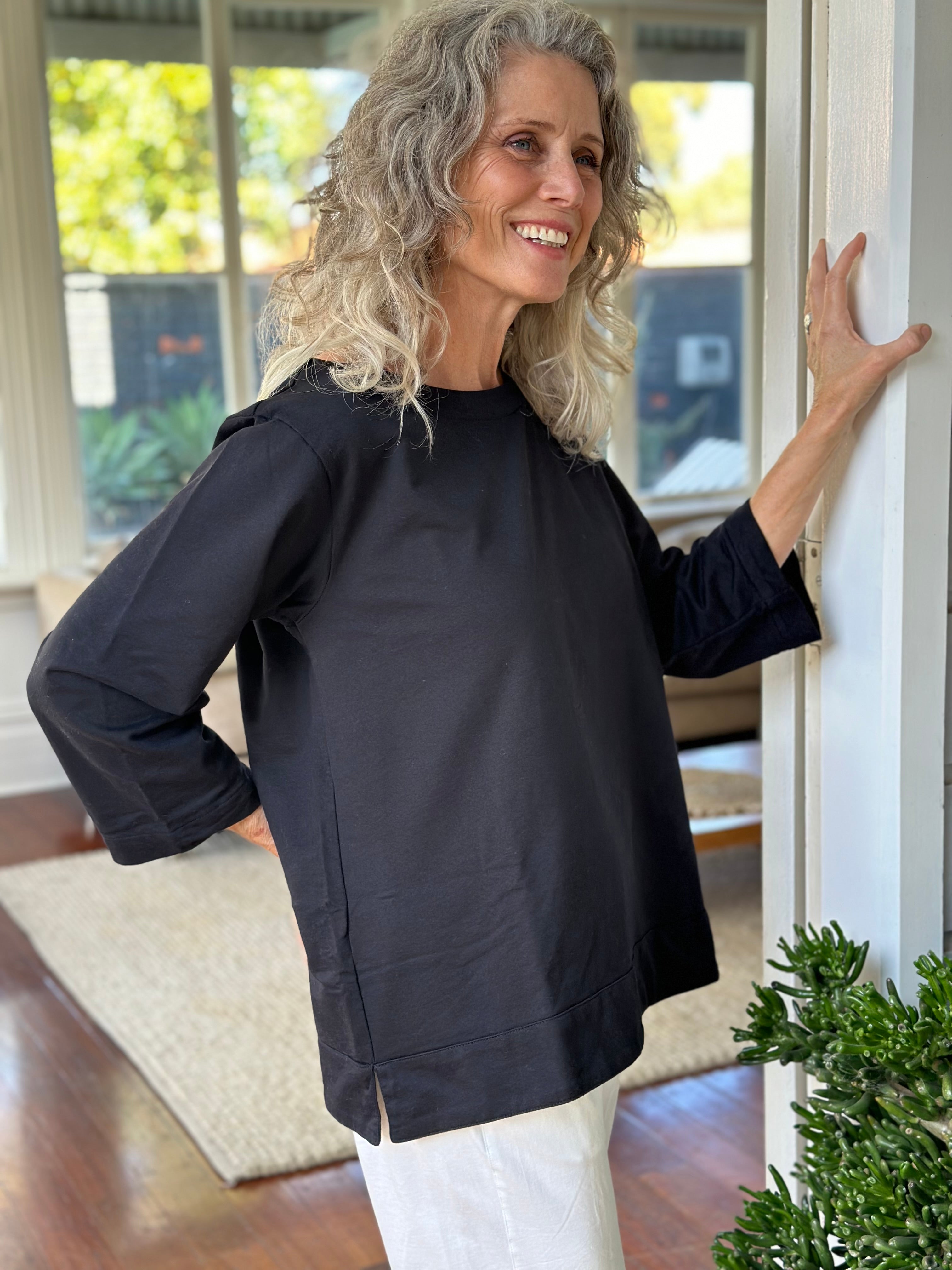 april top - black cotton knit