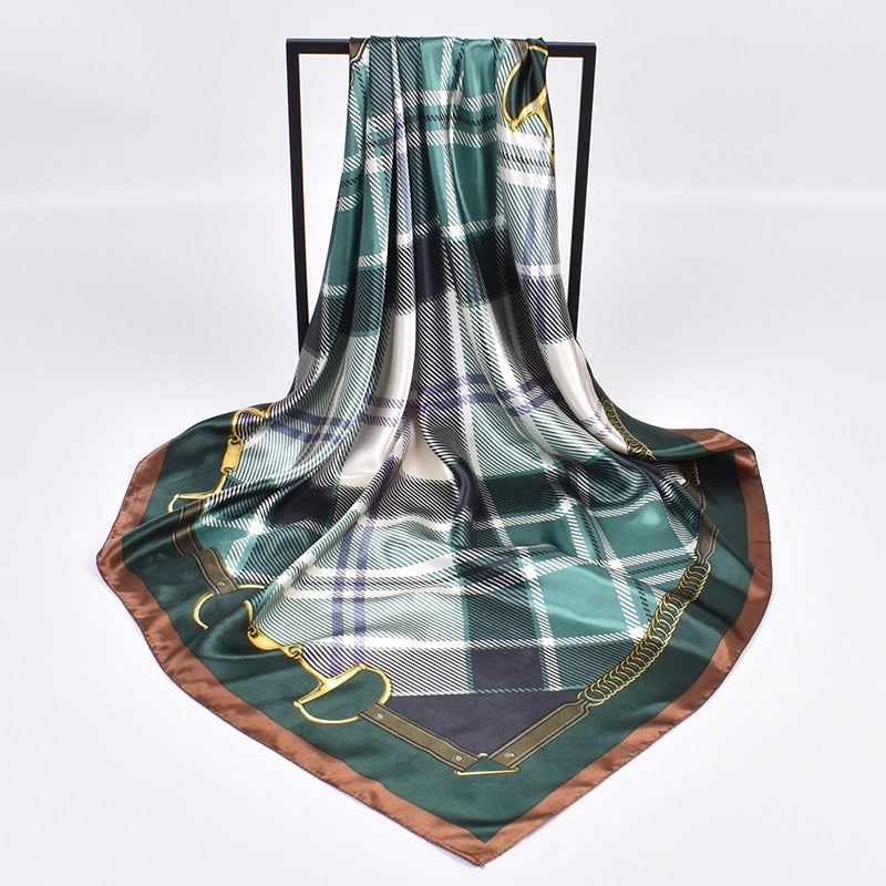 Women's Fashion Lattice Satin Silk Scarves
