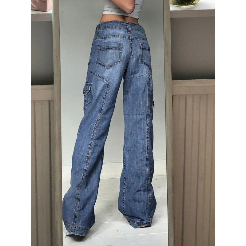 Patchwork Streetwear Baggy Jeans For Women