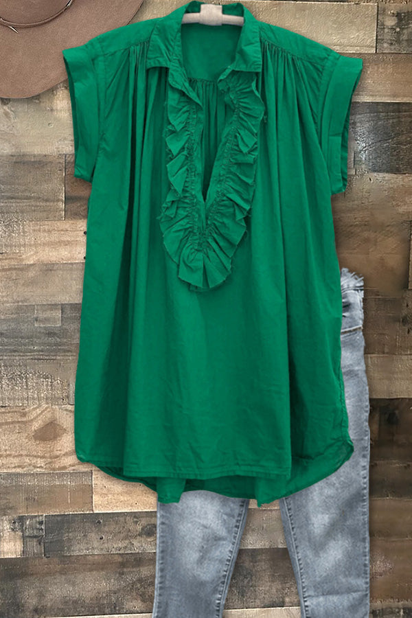 Ruffled Neckline T-shirt