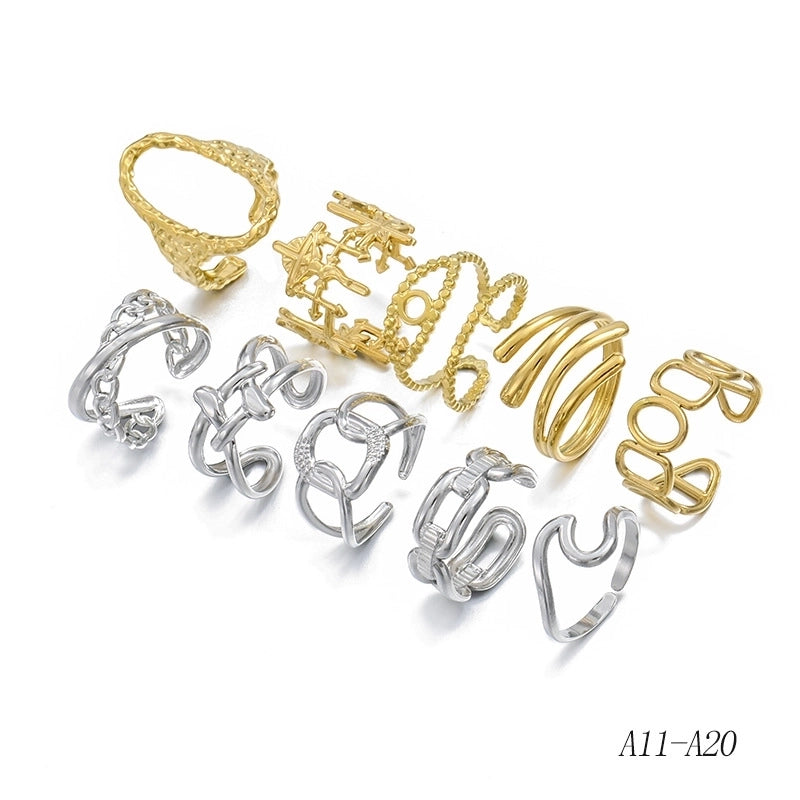 Elegant Leaves Flower Titanium Steel Open Rings