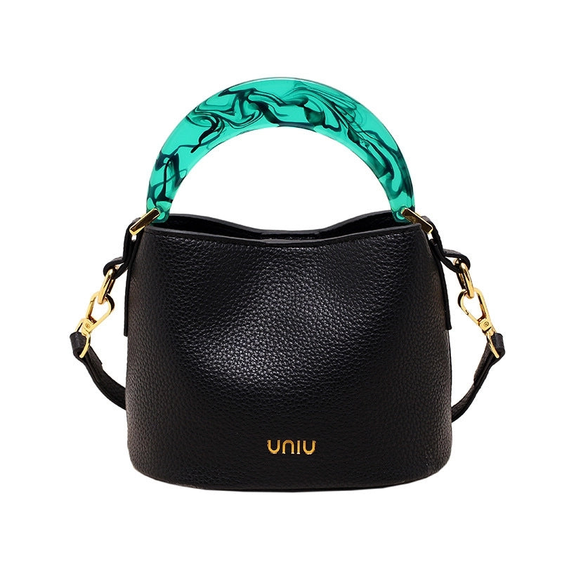 Women's Small All Seasons Pu Leather Solid Color Basic Bucket Lock Clasp Handbag